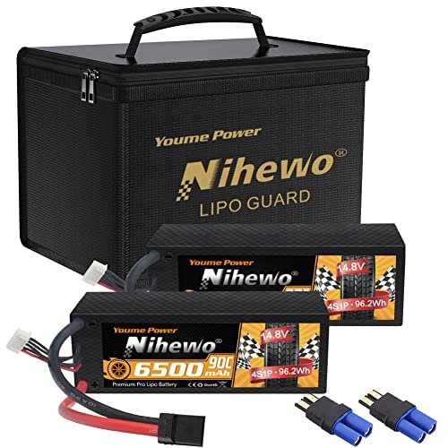 Zeee 4S Lipo Battery 14.8V 6500mAh 90C Hard Case with Tr Plug for RC Car Truck Vehicles and Storage Bag