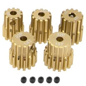 Vgoohobby Aluminum Alloy 32 Pitch Pinion Gear Set 3.175mm Shaft 11T 12T 13T 14T 15T Motor Gears for RC Torx Wheels Compatible with Tamiya Kyosho RedCat Losi Axial Traxxas 1 10 RC Car