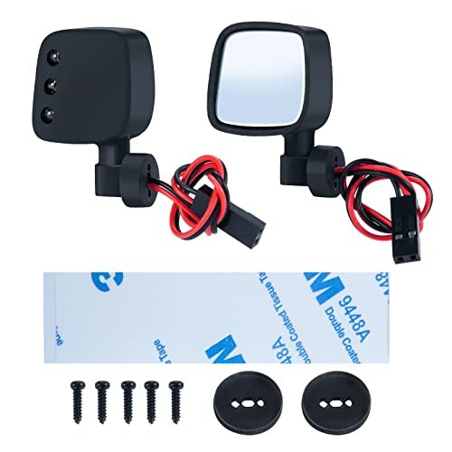 SWX RC Car Rear View Mirror Kit with LED Lights for Dingo RC Car 1/10 Scale Crawler Axial SCX10 90046