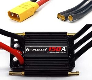 FLYCOLOR 150A ESC 2 6S Waterproof Brushless Electronic Speed Controller for Altair Brushless RC Boat with 5.5V 5A BEC and XT90 Connector