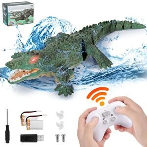 GearRoot High Simulation Crocodile Boat RC Toy with Waterproof Remote Control for Pools and Lakes