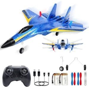 Fremego Su 27 RC Plane Night Lights 2.4GHz 2 Channel Remote Control Airplane with Gyro and 2 Batteries for Adults Beginners and Kids