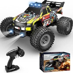 XYZ Brand RC Monster Truck with Durable Tyres 2.4GHz Remote Control All Terrain Off Road Toy Car for Kids Includes 2 Rechargeable Batteries