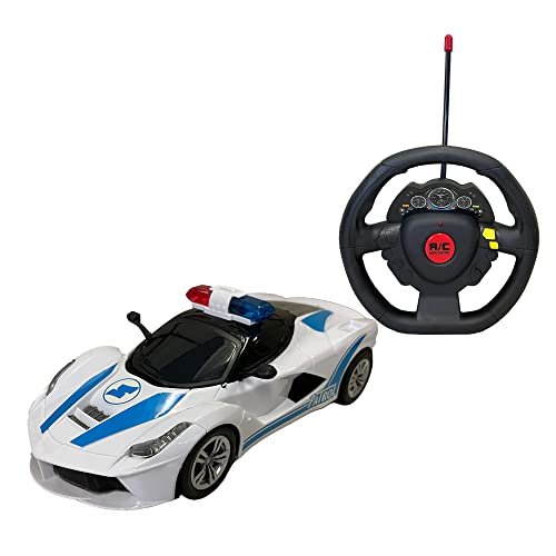 Skidz RC Kids Remote Control Police Car for Kids, RC Patrol Toy Car with Lights and Sirens for Boys; High Speed Remote Control cop car Racer, Police Car Toy Gift for Toddlers 3+ (Blue)