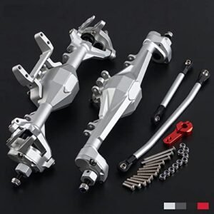 High Performance CNC Machined Aluminum Portal Axle with RC 2.8 Tires Compatibility for Axial SCX10 II RGT 86100 Redcat GEN8 Silver