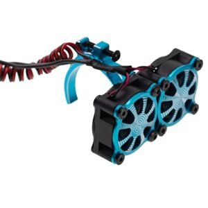 Treehobby 36MM Aluminum Alloy Double Cooling Fan Heat Sink with Temperature Control for 1/10 TRX4 SCX10 Traxxas Track HSP HPI Wltoys Himoto Tamiya 540 550 3650 3660 RC Car Perfect for RC Track Ideas Blue