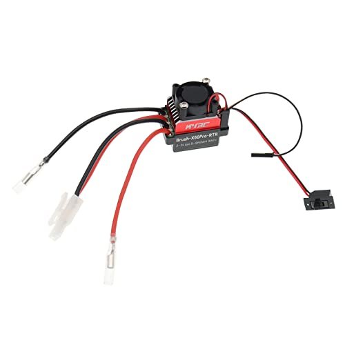 Treehobby Beginner RC Truck Electric 60A Brushed ESC Speed Controller with Cooling Fan for Traxxas TRX4 TRX6 D90 HSP Tamiya Redcat Axial SCX10 HPI 4WD 1/10 Scale Models Tamiya Plug