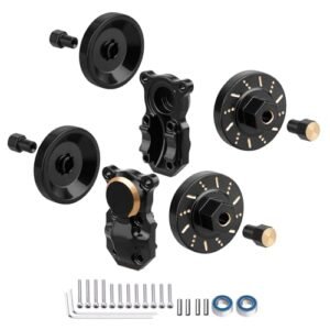 AllinRC Brass RC Car Wheel Weights Differential Covers and Ball Bearings Upgrade Kit for Axial SCX24 1 24 Scale Crawler Cars Black Gold