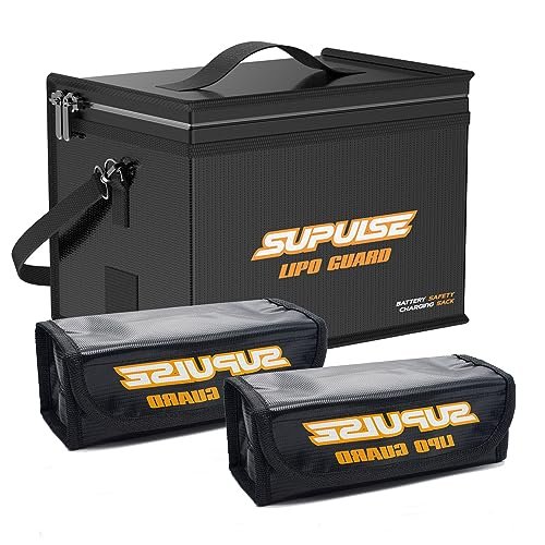 SUPULSE Lipo Battery Safe Bag with 2pcs Small Lipo Safe Bag