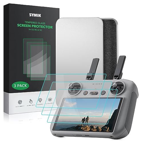 SYMIK 3PCS Tempered Glass Screen Protectors for Taiyo Edge RC Hovercraft DJI RC 2 RC Remote Mini 4 Pro Air 3 Mini 3 Pro Mavic 3 Pro Classic 2.5D Real Edge to Edge Full Screen Coverage 9H Hardness Anti Scratch