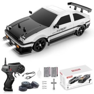 Speedy RC Drift Car with Rubber Tires 1 16 Scale 4WD 18KM H High Speed Model Vehicle 2 4GHz LED Lights Racing Toy for Adults Kids Gift Includes 2 Rechargeable Batteries