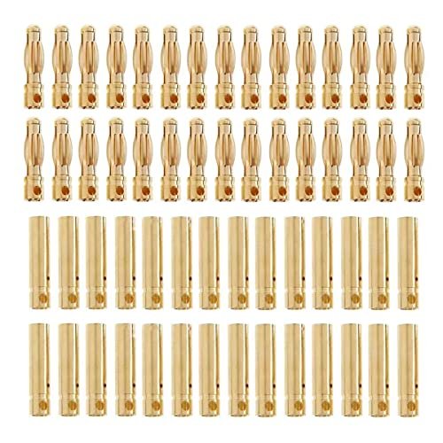 Nuofany 30Pairs 4.0mm Banana Bullet Connector Plug Male Female for Banana Hobby RC Airplanes