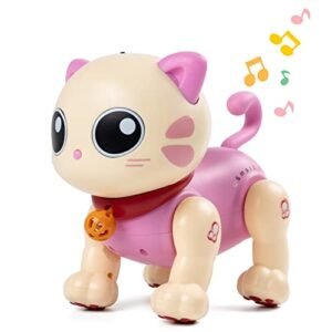 Marstone RC Helicopter Cat Interactive Robot Toy for Kids Ages 2 3 4 5 6+ Years Remote Control Dancing LED Ears Music Programmable Pet Gift for Boys Girls