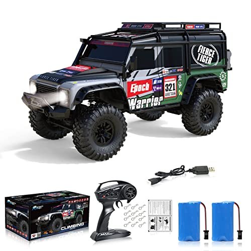 Desdoni 1/10 Scale Nitro RC Cars 4WD Offroad Remote Control Crawler with LED Lights and 2 Batteries for Kids and Adults