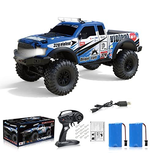 Desdoni 1/10 RC Drift Car RTR 4WD 2.4GHz Brushed Offroad Remote Control Car with LED Lights 2Pcs Battery for Kids and Adults