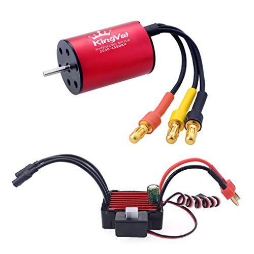 KingVal Replacement 2030 4500KV Waterproof Brushless Motor Shaft 2mm with 25A Brushless ESC for Excalibur RC Jet 1/18 1/20 RC Car