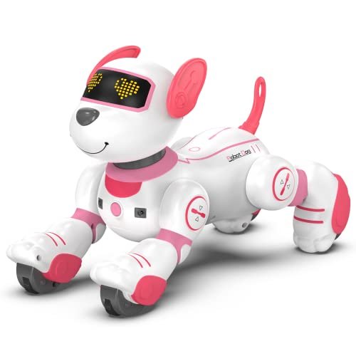 SONOMO RC Remote Control Power Wheels Robot Dog Toy Interactive Programmable Robotic Puppy for Kids Ages 3 8 Pink