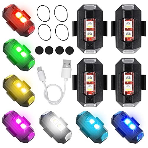 Atomik Whiplash RC Boat LED Strobe Light Kit 4 PCS 7 Colors USB Rechargeable Waterproof Anti Collision Flashing Warning Lights