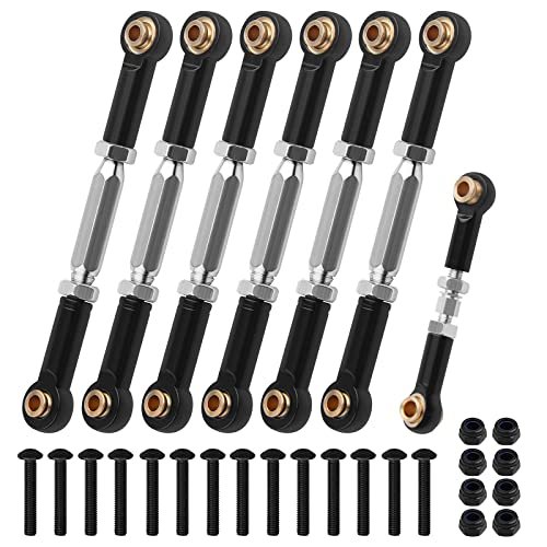 Traxxas Aluminum Turnbuckles Camber Links RC Upgrade Parts for 1/10 Scale RC Bodies Slash Rustler Hoss Stampede Bandit VXL 2WD 4X4 Bigfoot Cars Adjustable 70 80mm Eye to Eye Black