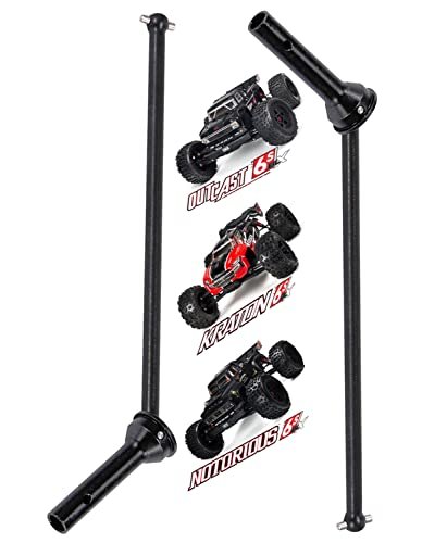 ARRCat Upgraded Front Drive Shaft Axles for Arrma 1/8 Notorious 6S V5 4WD BLX Stunt RC Truck 2pcs Harden Metal #45 Driveshaft Hop Up Black