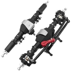 ShareGoo Aluminum Front Rear Portal Axle Assembly Set for Axial SCX10 II 90046 90047 1/10 RC Crawler Car Upgrade Compatible with Don Smith Plans RC Black