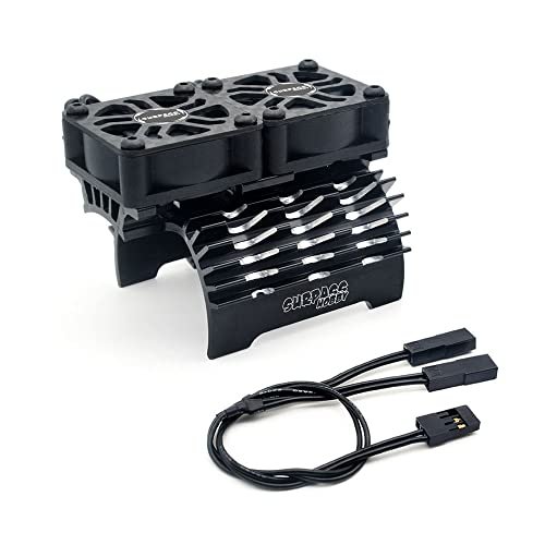 SpeedyPro RC Brushless Motor Fan with Red Metal Heatsink 30mm Dual Fan 27000RPM for NASCAR RC Car 1/8 1/10 Scale 40mm 42mm Brushless Motor Black