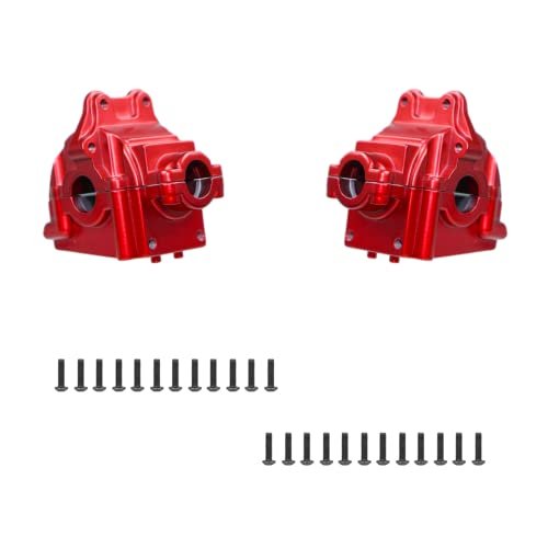RCMOXETO 144001 RC Metal Housing Gearbox Differential Cover Case Kits 1/14 Scale RC Kits 2PCS for Wltoys 144001 Parts 124019 124018 Upgrades Parts Front and Rear Housings Differentials Gearbox Cover Shell Red