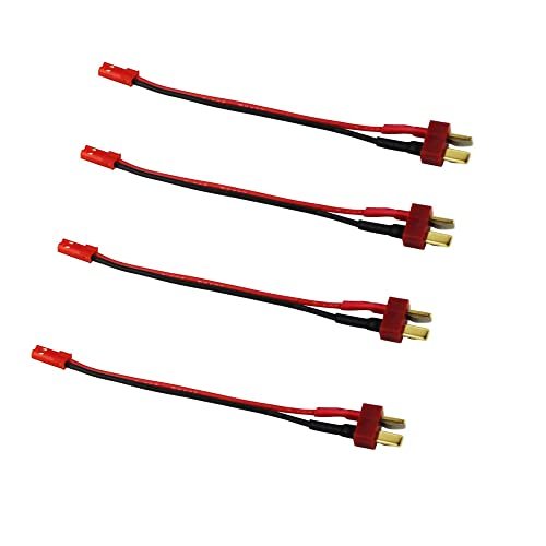 Wmzjnljy 4pcs Male T Plug Adapter to JST Connector with 20AWG 10cm Wire for RC Power Supply