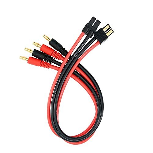 Wmzjnljy 2pcs Makin Trax RC Compatible TRAX Plug to 4mm Banana Plug Battery RC Balance Charge Cable Lead Adapter Connector 12awg 30cm