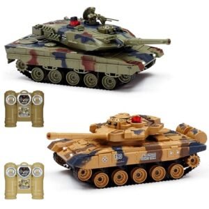 Fistone 1/24 Scale RC Body Battle Tank Set Remote Control T90 Leopard Tanks with Realistic Sounds Lights and Spray Effects