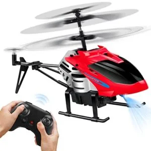 Dolanus Gyroscope 3.5 Channel RC Helicopter with One Key Take Off Landing Automatic Altitude Hold LED Light Remote Control Flying Toy Gift for Kids Adults Red