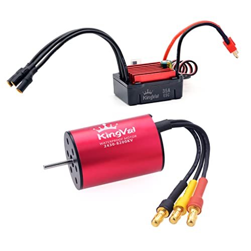 KingVal Replacement 2430 8200KV Waterproof Brushless Motor Shaft 2mm with 35A Brushless ESC Perfect for Backflip RC Tires on 1/18 1/16 RC Cars