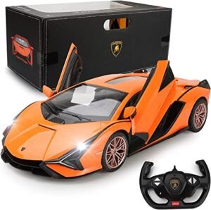 ZMZ 1 14 Scale RC Lamborghini Body Officially Licensed Remote Control Car with Open Door LED Light 2.4Ghz Model Toy for Adults Kids Birthday Gift Orange