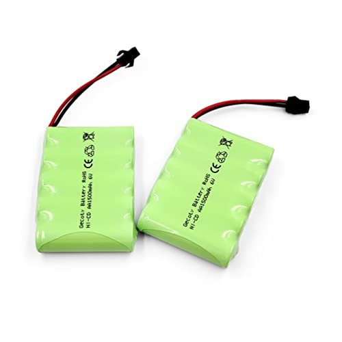 Gecoty 6V 1500mAh NiCd Rechargeable Battery Pack 2 Pack with SM 2P Plug for RC Vehicles and Electrical Tools