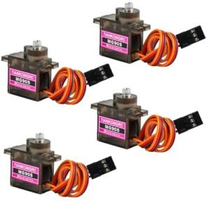 RCmall 4Pcs MG90S Full Metal Gear 9g Micro Servo for RC Smart Plane Micro F 22 Jet Warbird Robot Models