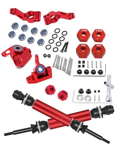 RCMYou Honda Prelude RC Body Alloy Caster Block Steering Blocks Rear Stub Axle Carriers Bearing Upgrade Kit for 1/10 Slash VXL 2WD Stampede VXL 2WD Rustler VXL 2WD Red