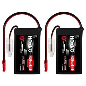 HOOVO 2S LiPo Battery 7.4V 450mAh 30C Battery Pack with JST Plug for Carrera RC Micro Helicopter and Other Small RC Aircraft 2Pack