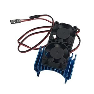 FainWan RC Motor Heatsink with Double Cooling Fans 30mm 5V 0.1A Aluminum Heat Sink Compatible with Dromida RC Car 1/8 1/10 540 550 Size Motor Light Blue