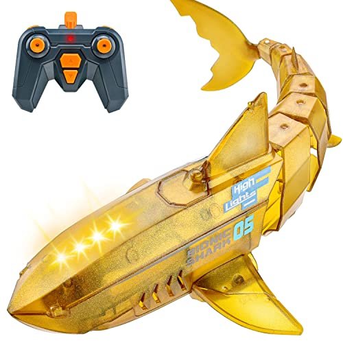 ALPHAREV Remote Control Shark Toys for 3 4 5 6 Year Old Boys and girls Remote Control Shark RC Boat Baby Shark Toys for Kids, Simulated Shark RC Shark for Swimming Pool Bathroom with Light