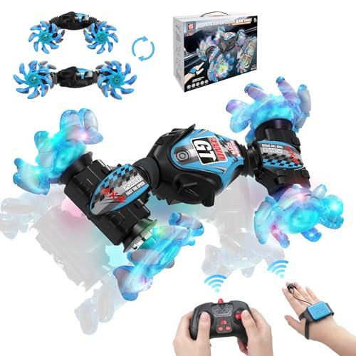 Rich's Brew RC Fuel Powered Stunt Car Transformer Toy with Gesture Sensing Remote Control for Kids Ages 8 12