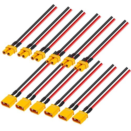 DaFuRui RC King Shocks 100mm XT30 Plug Male Female Connector Set with 100mm Silicon Wire for Drones and RC Vehicles
