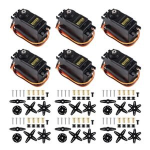 Alinan 6pcs MG995 Servo Micro 180 Degree Metal Gear Servo Motor for Roadrunner RC Airplane Helicopter and Mechanical Arm Car