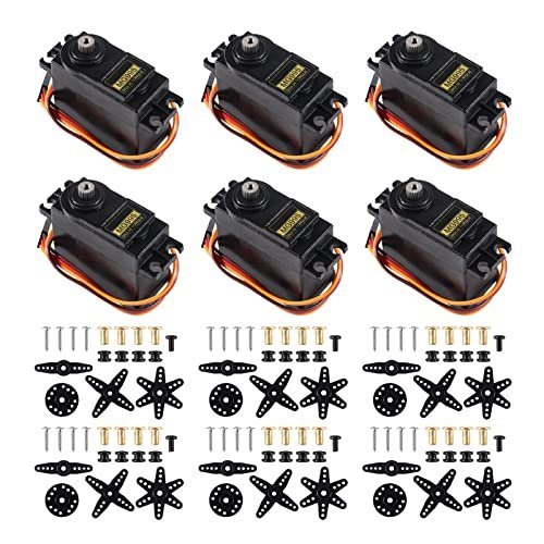 Alinan 6pcs MG995 Servo Micro 180 Degree Metal Gear Servo Motor for Roadrunner RC Airplane Helicopter and Mechanical Arm Car