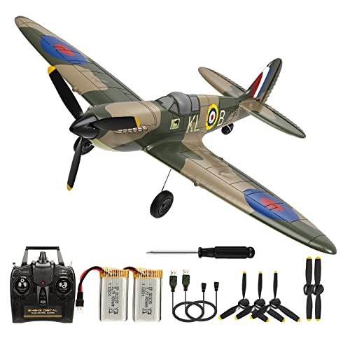 Spitfire Fighter RC Plane Kit with Radio 2.4Ghz 4CH Ready to Fly Xpilot Stabilization System for Adults and Kids