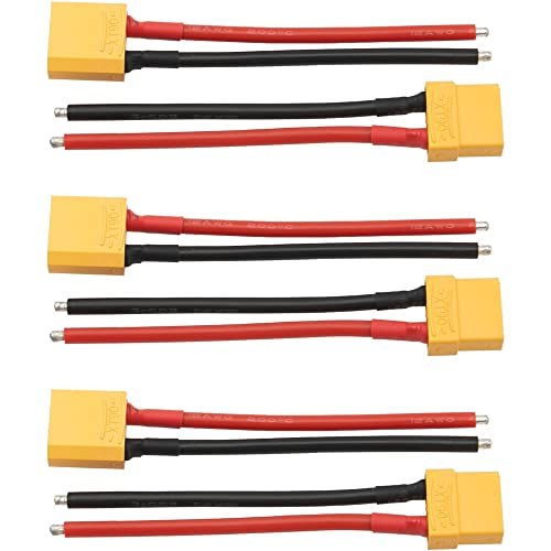 3Pairs HIRCQOO XT90 XT-90 Plug Male Female Connector with 3.93'' 12AWG Silicone Wire Adapter for RC Car Truck Boat Drone Lipo Battery ESC Charger