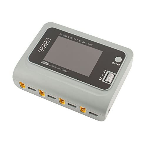 ToolkitRC Q4AC 4 Port Smart Battery Charger Compatible with New Bright RC 12.8V Lithium Ion Battery 50W 5A 1 4S Lipo AC DC Power