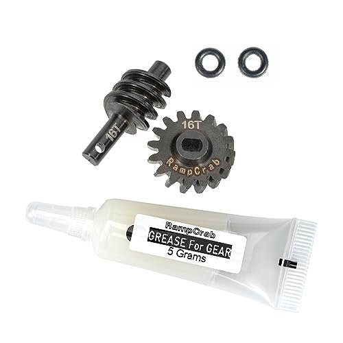 RampCrab Differential Gear Set 16T Hardened Steel Worm Gears Upgrade Parts for Your First RC Car Ever Made SCX24 Bronco Deadbolt JLU B17 Gladiator C10 1/24 RC Crawler Car