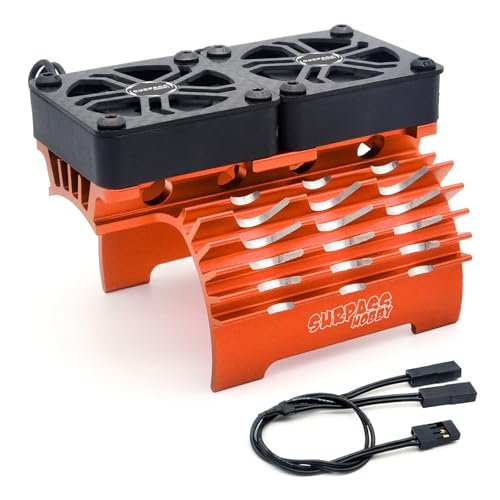 RC Cooling Fans 16000RPM 40mm Dual Car Motor Cooling Fans with Metal Heatsink for 1/5 1 6 Scale RC Car Truck Diameter 55 58mm Motor Orange