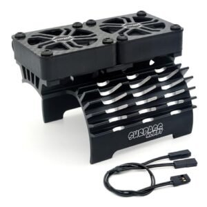 Surpass Hobby RC 1/5 Truck Dual 40mm Cooling Fans 16000RPM with Metal Heatsink for 55 56 58mm Motor Black
