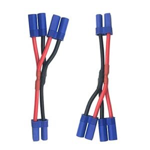 LINSYRC EC5 Plug Parallel Battery Connector Cable 1 Female to 2 Male Adapter Splitter with 10cm 12awg Silicone Wire for DJI Phantom Quadcopters Multirotors RC LiPo Battery Perfect for RC Hobbies Miami